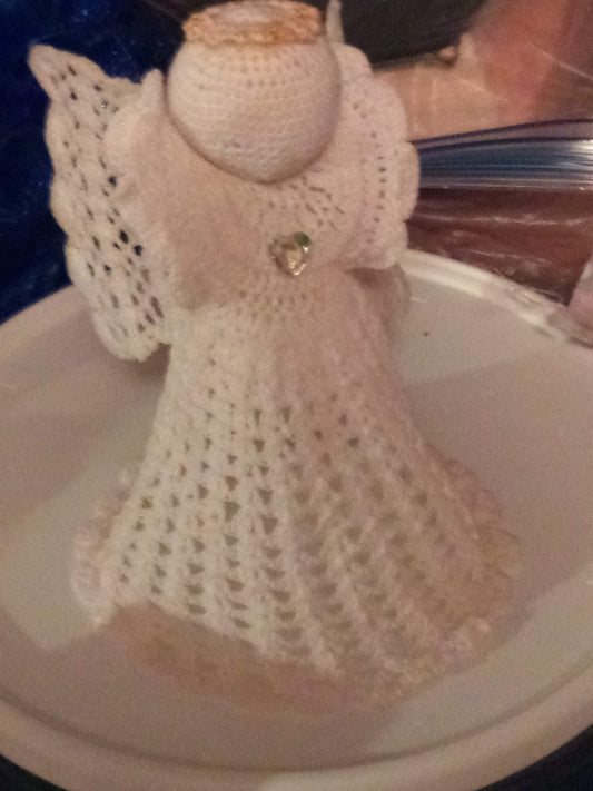 Crocheted large Angel Tree Topper or mantel decoration