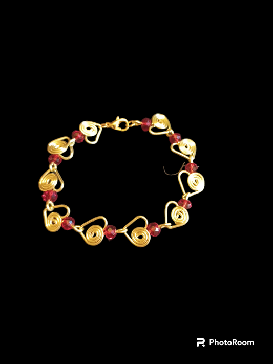 Goldstone heart bracelet